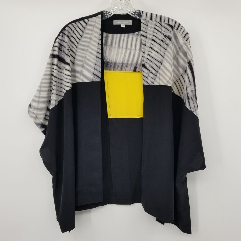 Laura Hunter 100% Silk Open Front Short Kimono Style Top